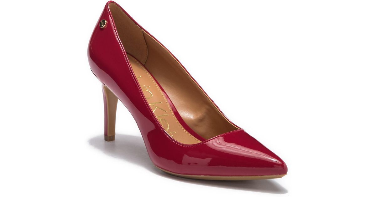 Calvin Klein Nilly Patent Stiletto Pump in Red | Lyst