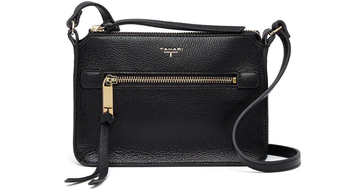 Lyst T Tahari Lena Leather Crossbody Bag In Black