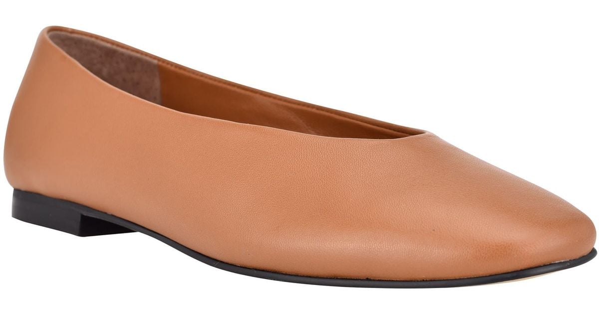 Calvin Klein Anete Flat In Brown Leather At Nordstrom Rack | Lyst