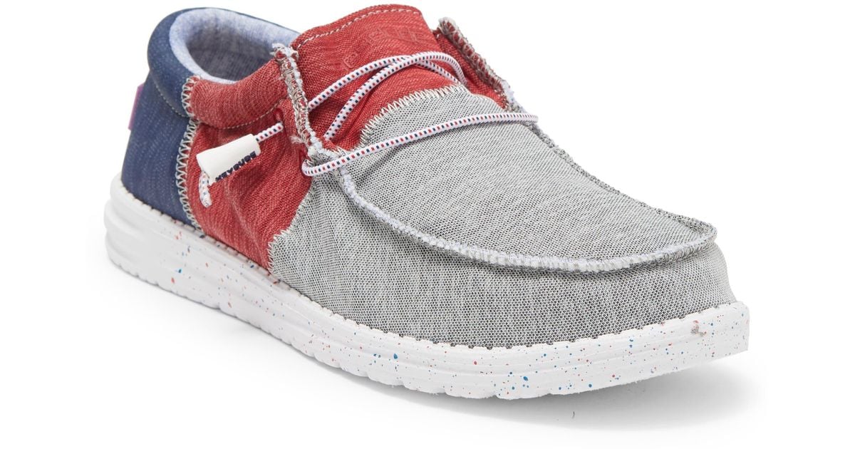 Hey Dude Wally Sox Tri Fans Slipon Sneaker In Red White Blue At