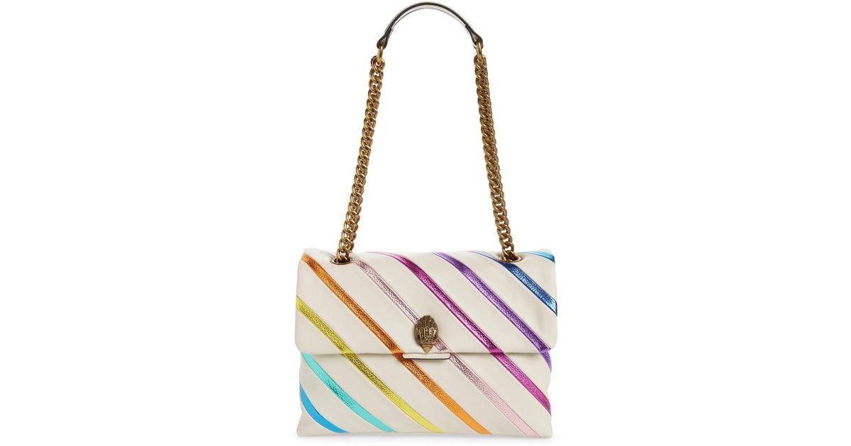 Kurt Geiger Large Kensington Rainbow Stripe Leather Shoulder Bag in ...