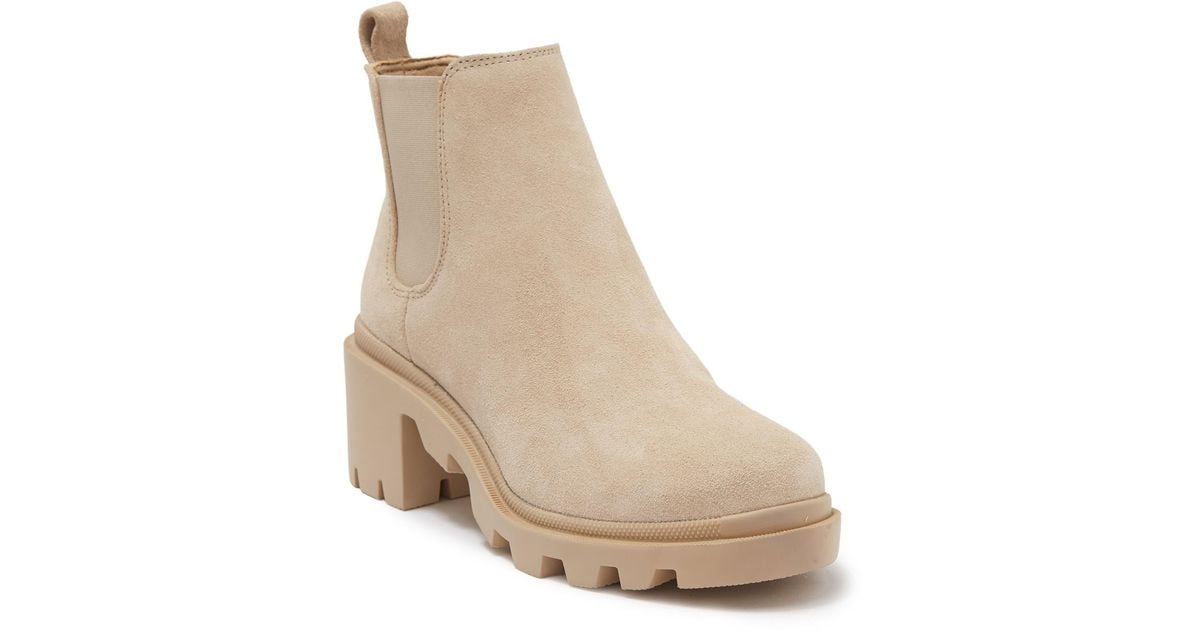 Steve Madden Hadlee Lug Sole Chelsea Boot in Natural | Lyst