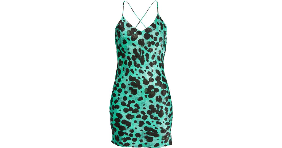 TOPSHOP Abstract Animal Print Jacquard Slipdress In Mid Green At Nordstrom  Rack | Lyst