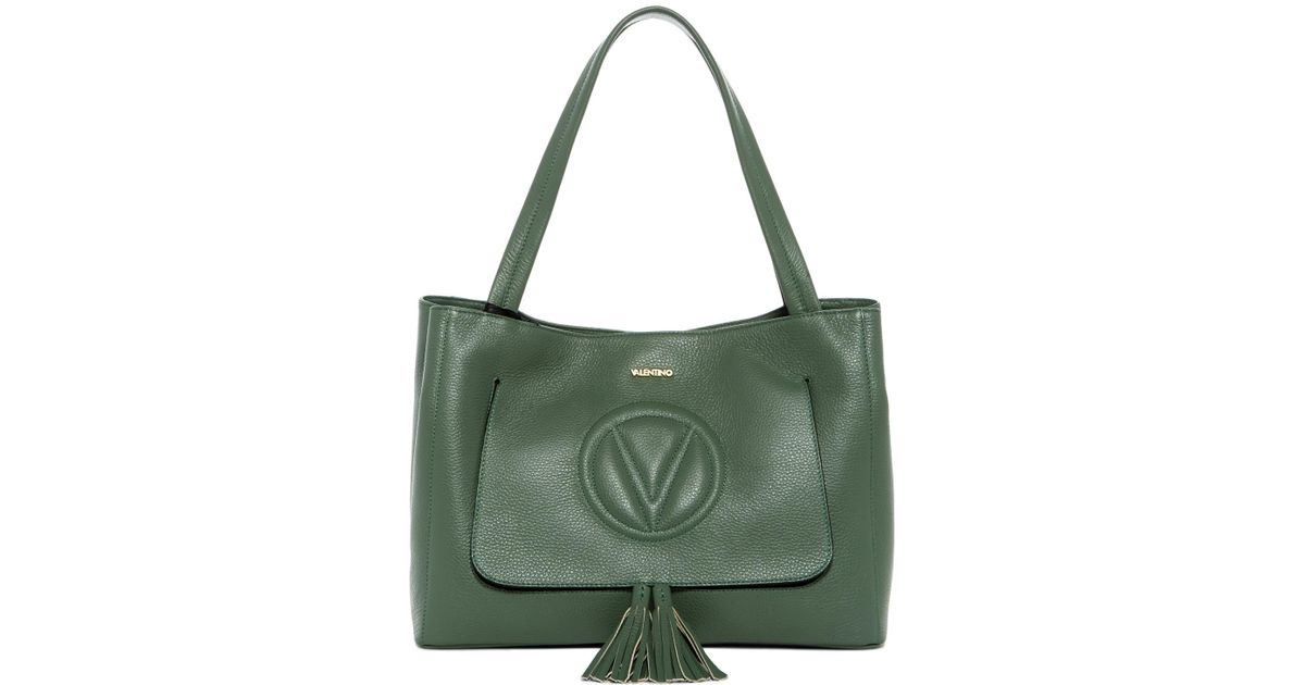 valentino ollie leather tassel tote