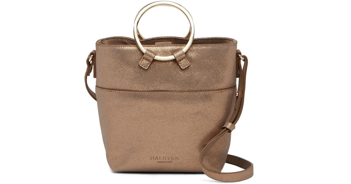 Lyst Halston Heritage Small Metallic Leather Crossbody Bucket Bag