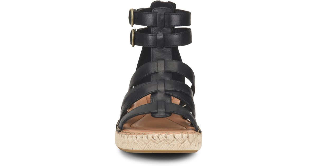 Born B rn San Jacinto Espadrille Gladiator Sandal In Black Leather