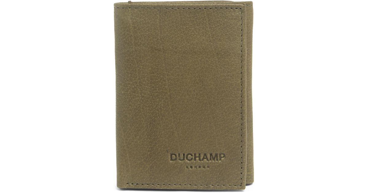 Duchamp Slim Leather Trifold Wallet In Olive At Nordstrom Rack in Green