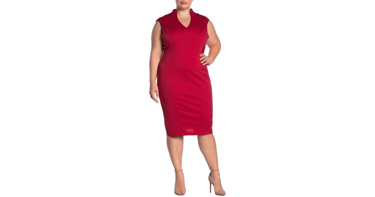 alexia admor zahara v neck midi with bow