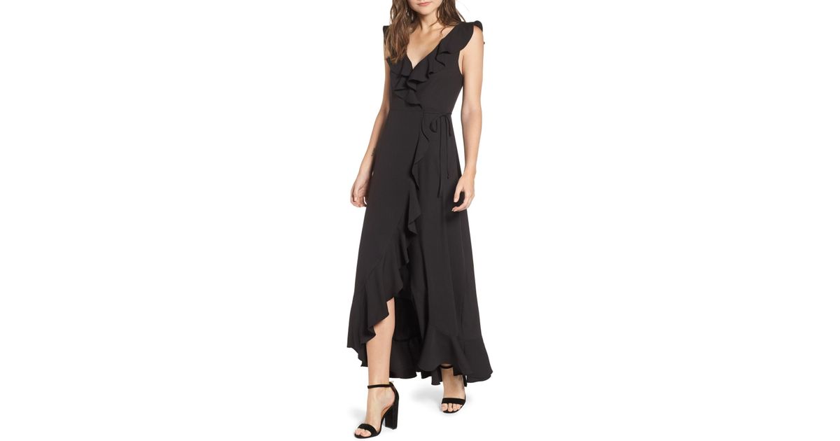 leith ruffle wrap maxi dress