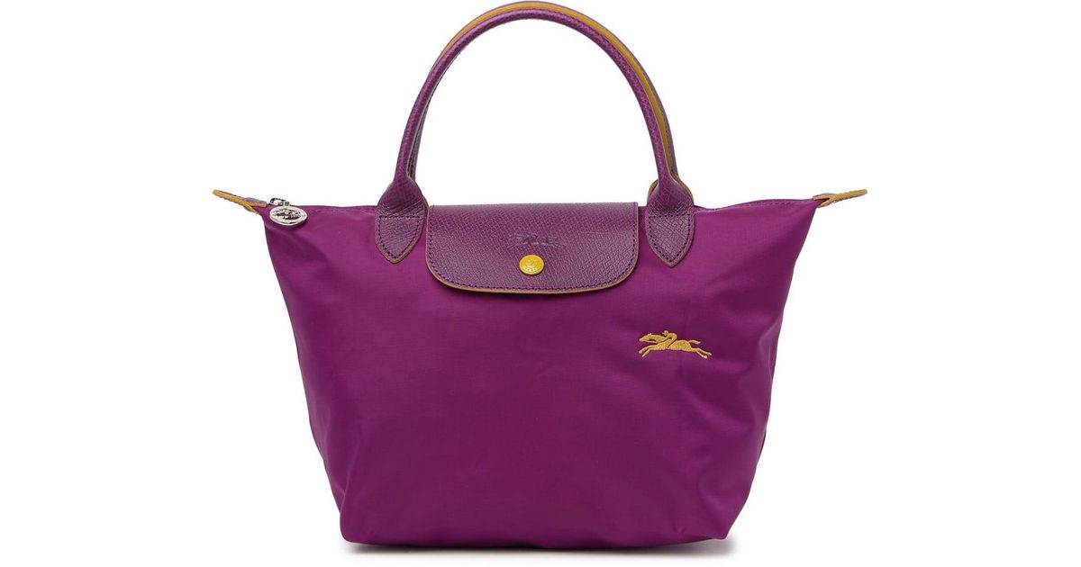 Longchamp Le Pliage Club Small Leather Trimmed Bag in Purple Lyst