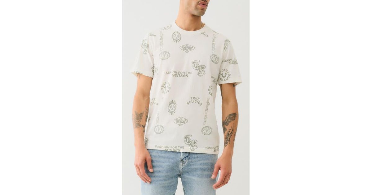 True Religion Scattered Print Cotton T-Shirt in White for