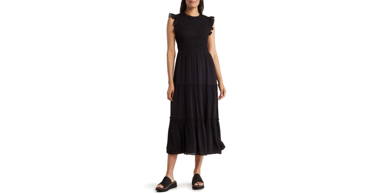 Nanette Lepore Ruffled Tiered Maxi Dress in Black | Lyst