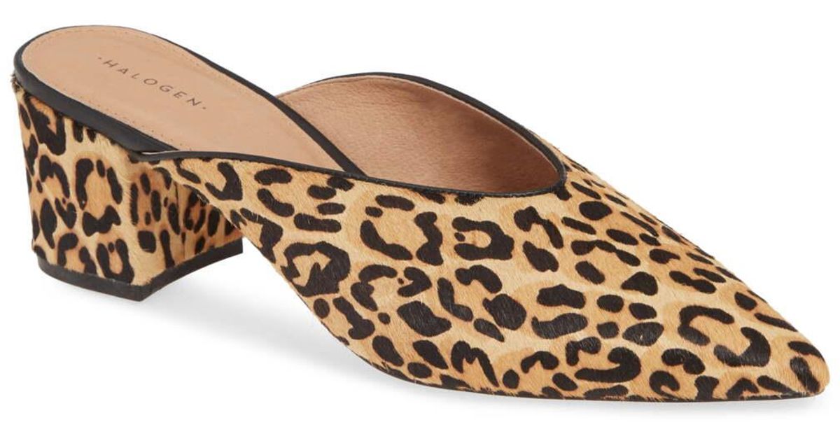 halogen leopard mules