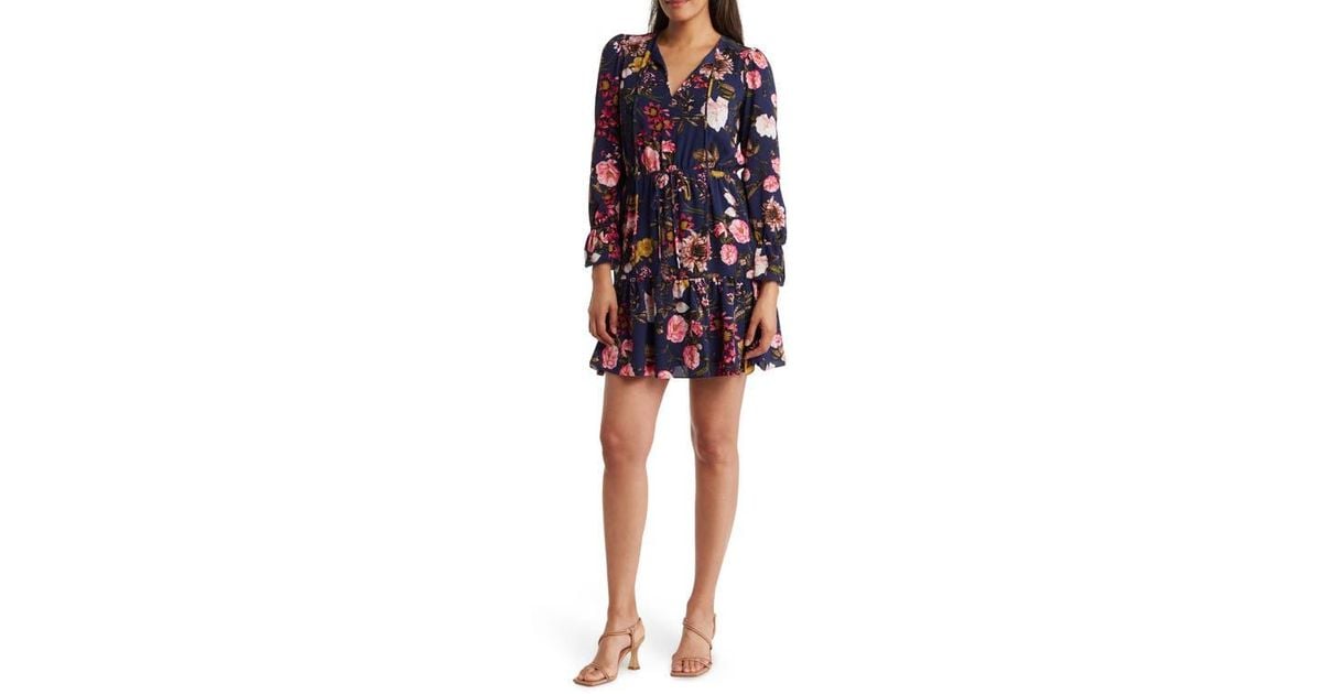 Ruffle sleeve floral faux wrap shops dress eliza j