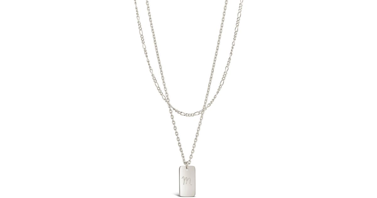 Sterling Forever Initial Tag Pendant Layered Necklace In Silver m