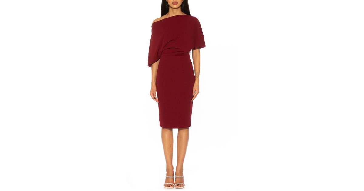 Alexia Admor Olivia Draped One shoulder Dress In Burgundy At