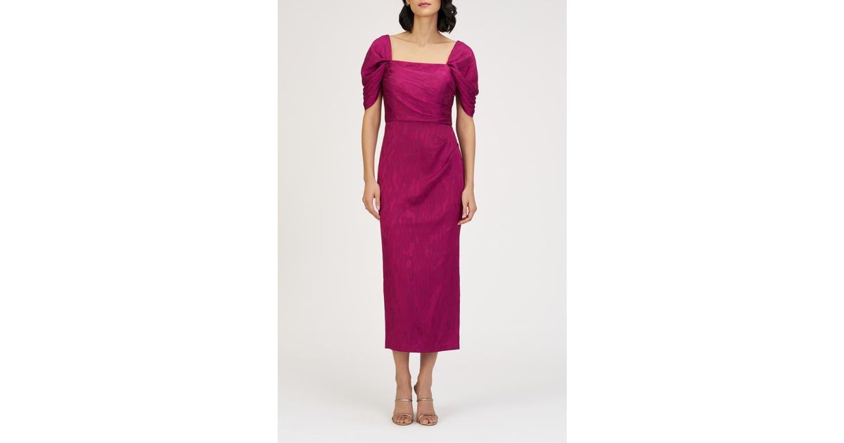 JS Collections Phoebe Convertible Sleeve Cocktail Dress in Purple