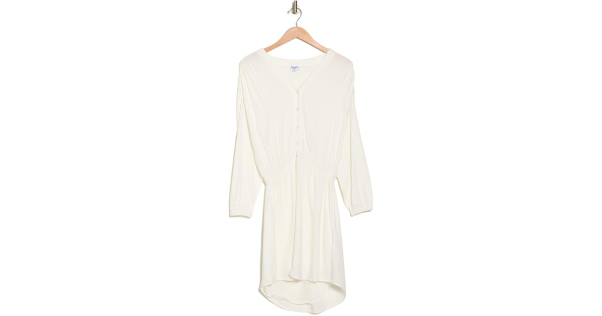 Splendid Blaine Long Sleeve Button Front Dress in White Lyst