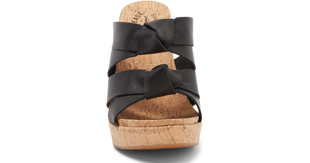 KorkEase Sammi Wedge Slide Sandal In Black Leather At Nordstrom Rack