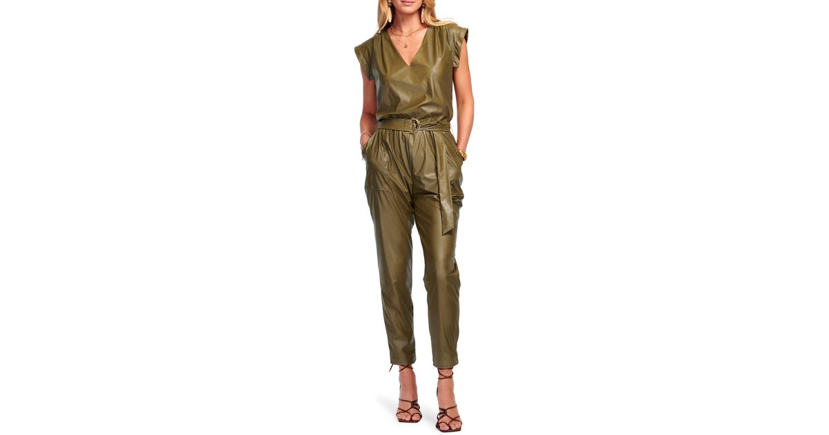 Ramy Brook Lorelei Faux Leather Jumpsuit in Green Lyst