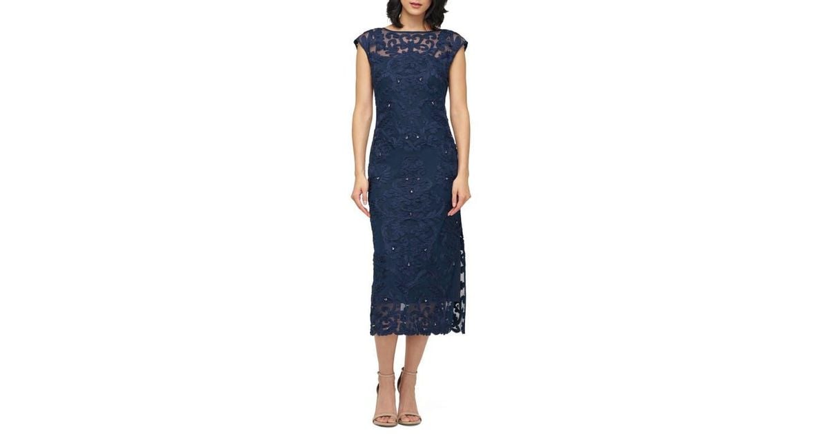 js collections soutache cocktail dress JS Collections Soutache Lace Navy Cocktail Dress 6 NWOT