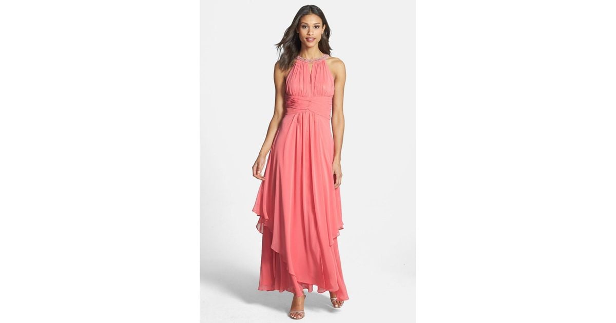 Amazon.com: R&M Richards Womens Embellished Halter Evening Dress Navy 6 :  Clothing, Shoes & Jewelry