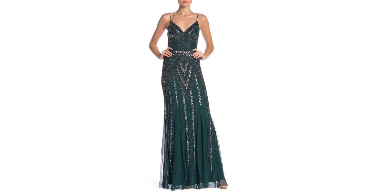 marina embellished v neck gown