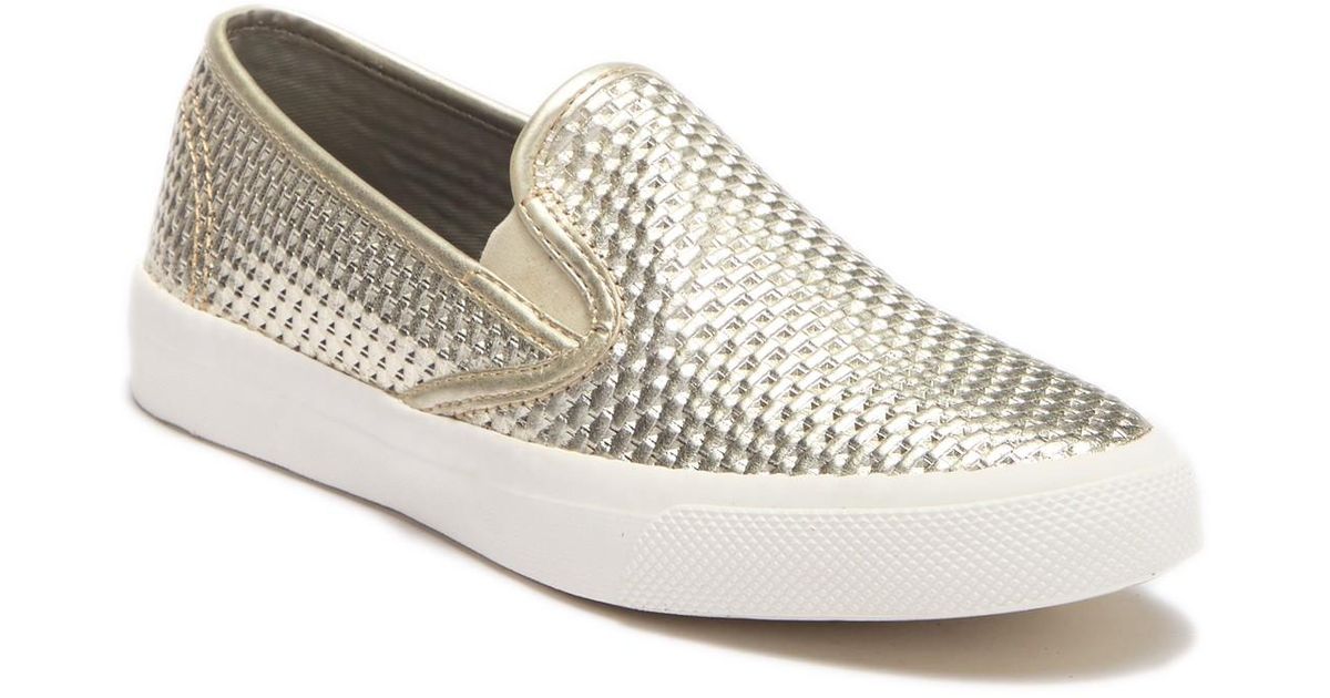 Sperry Top-Sider Leather Seaside Embossed Slip-on Sneaker in Platinum ...
