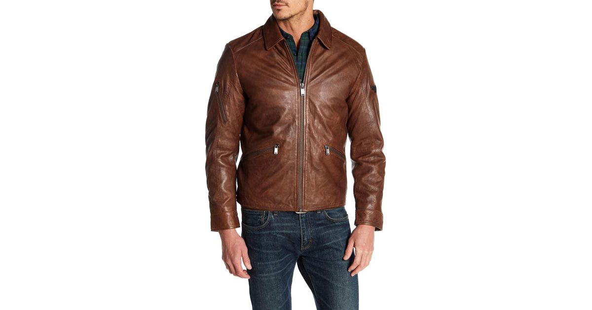 Boston Harbour Vintage Brown Leather Moto Jacket For Men