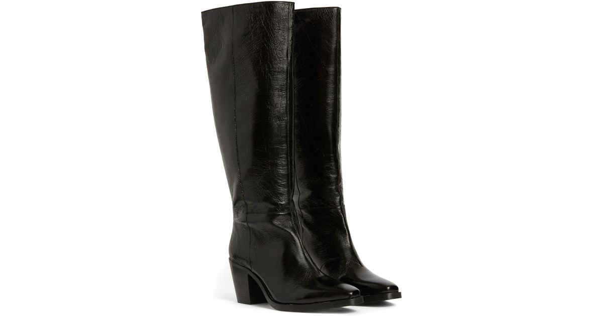 AllSaints Cohen Knee High Leather Boot in Black | Lyst