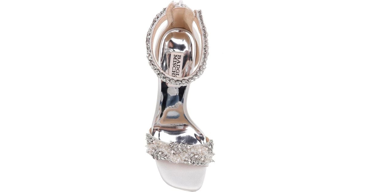 badgley mischka fiorenza crystal & imitation pearl embellished sandal