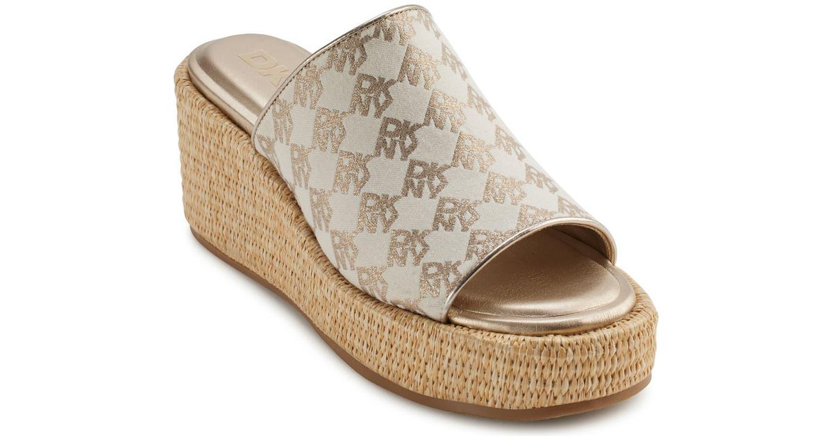 dkny logo platform sandals