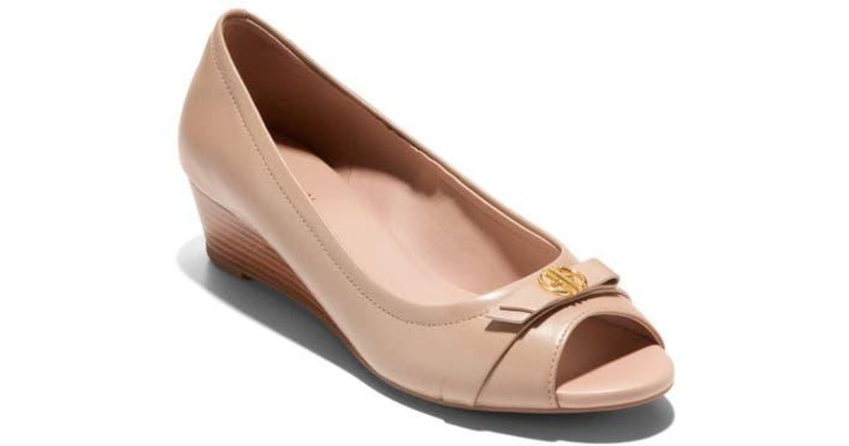 Cole Haan Malta Peep Toe Wedge Pump in Brown Lyst