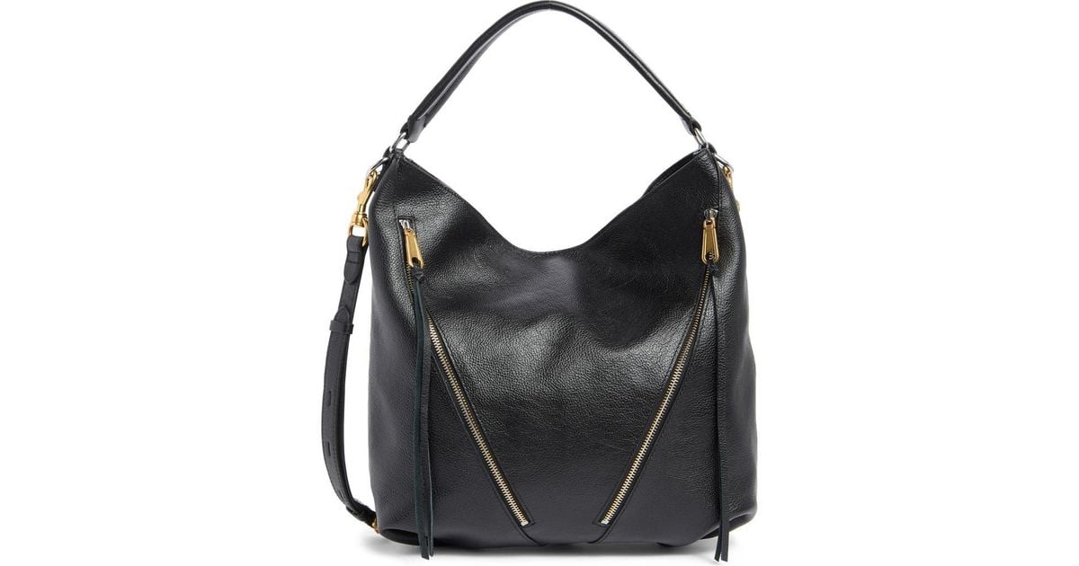 Rebecca Minkoff Moto Double Zip Hobo Shoulder Bag in Black 