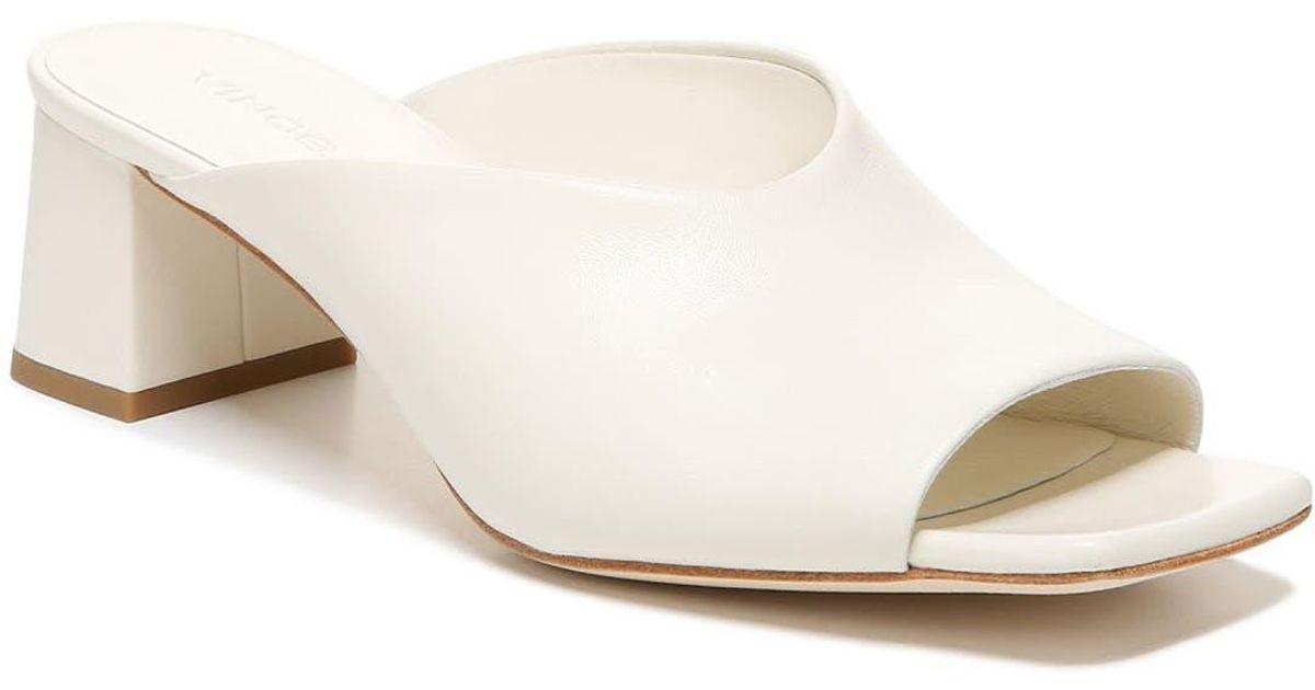 Vince Elizabeth Block Heel Mule Sandal In Milk At Nordstrom Rack in