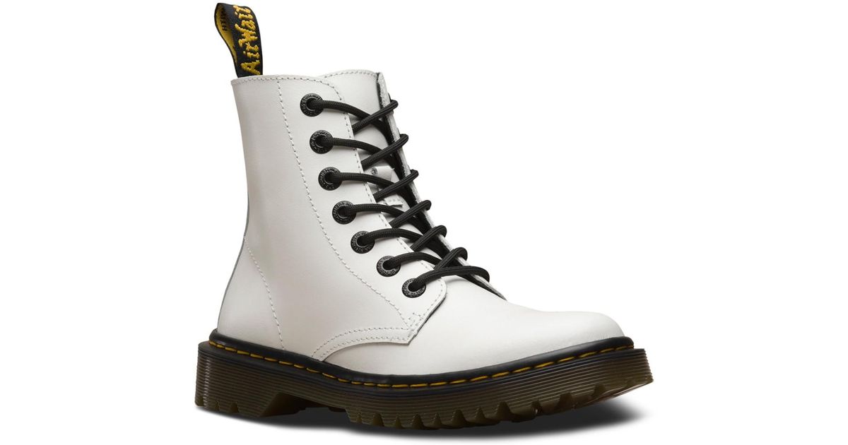 Dr. Martens Luana Leather Combat Boot in White | Lyst
