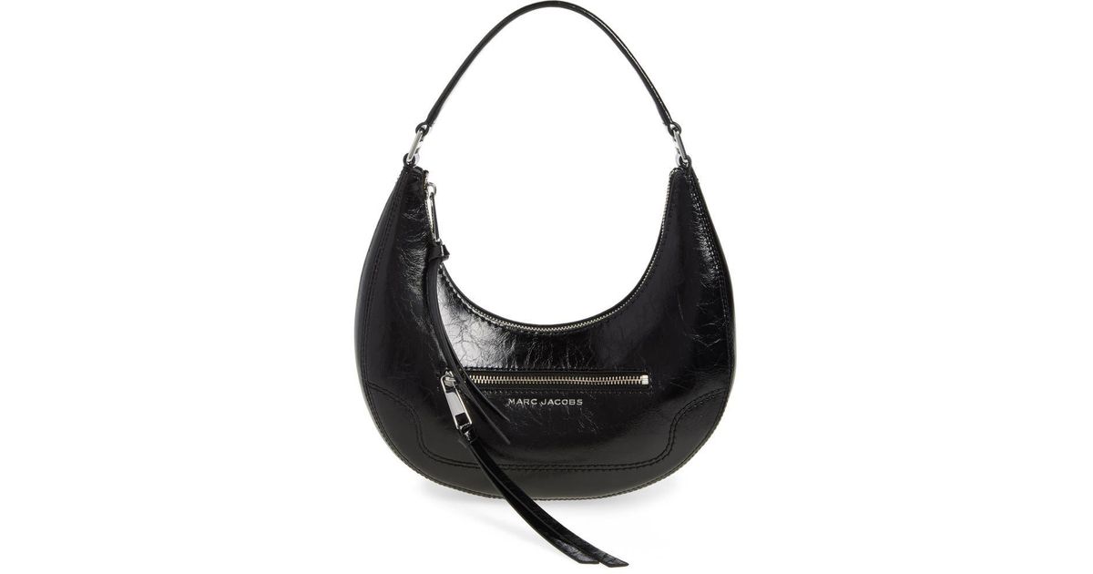ショルダーバッグ MARC JACOBS Crinkle Small Crescent Bag Marc Jacobs Cruiser Small Crescent Crinkle Leather Bag New Black