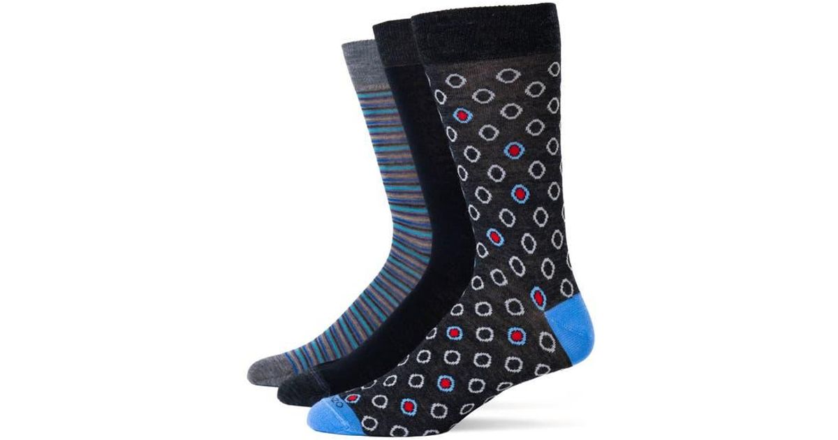 Lorenzo Uomo Assorted 3-Pack Italian Merino Wool Blend Dress Socks in ...