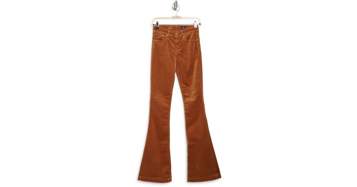 AG Jeans 'janis' Velvet High Rise Flare Jeans In Toffee Brown At