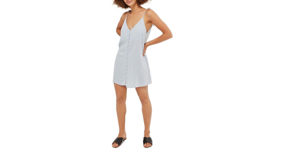 topshop button mini slip dress