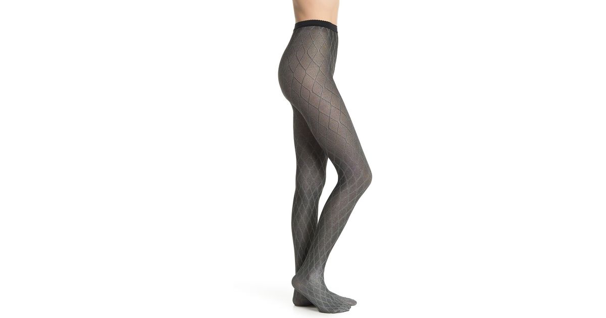 Wolford Crystal Blaze Jacquard Shimmer Tights in Gray - Lyst