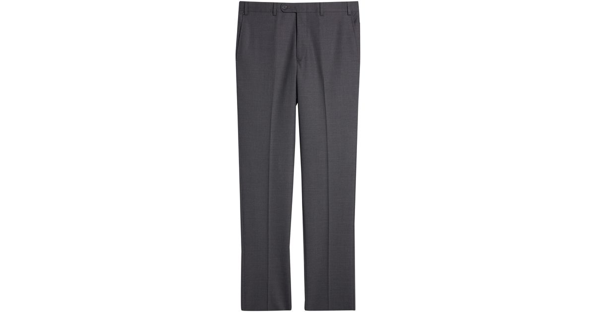 Nordstrom Tech Smart Moda Trim Wool Blend Trousers In Mid Grey At Rack