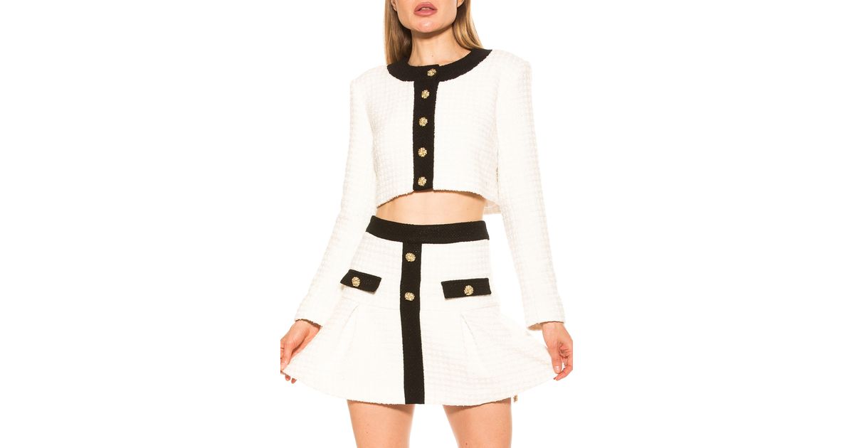 Alexia Admor Cropped Tweed Jacket in White | Lyst