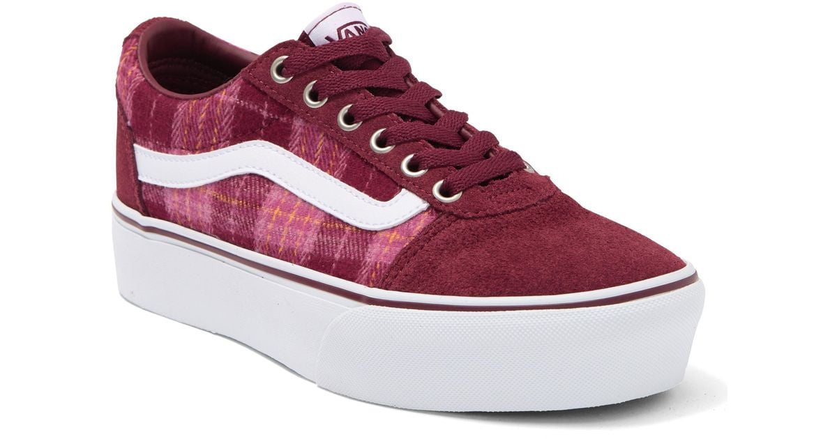 Vans Ward Platform Sneaker In Plaid Mix Port At Nordstrom Rack in Red | Lyst