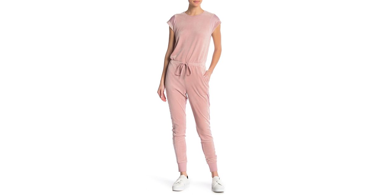 pink velour jumpsuit