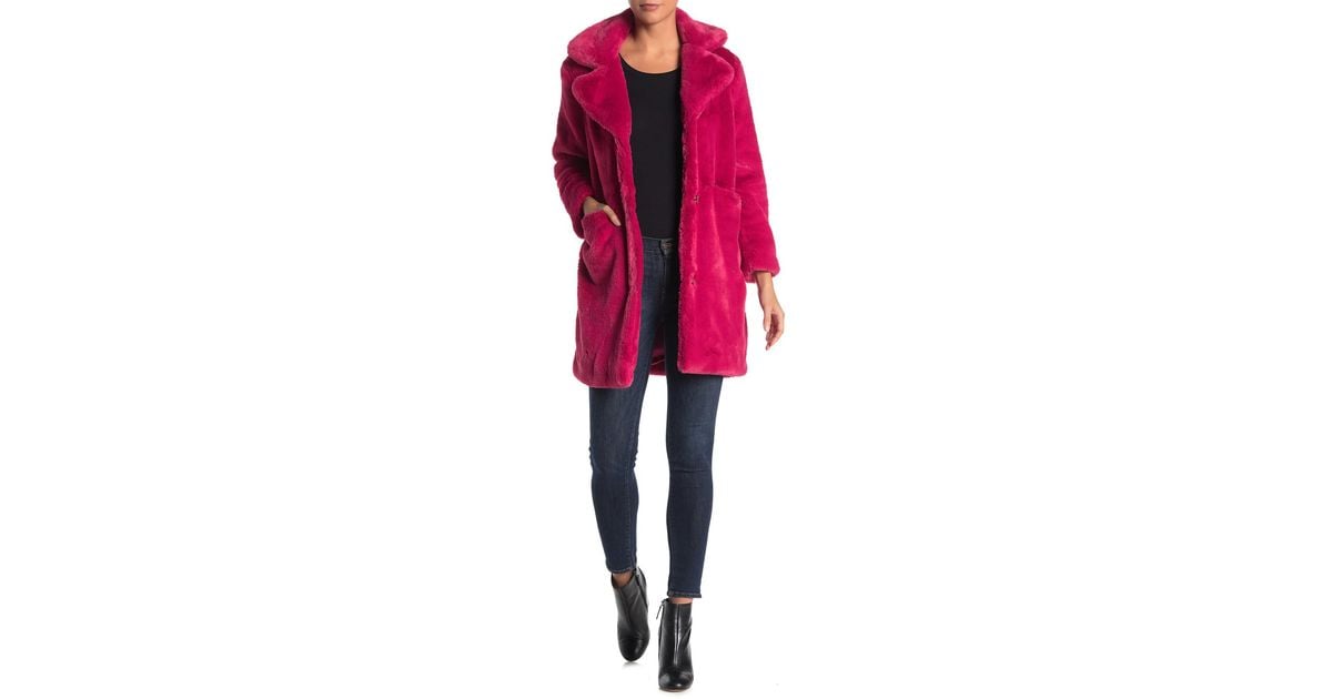 Juicy Couture Faux Fur Coat In Fuchsia, Juicy Couture Faux Fur Coat Pink