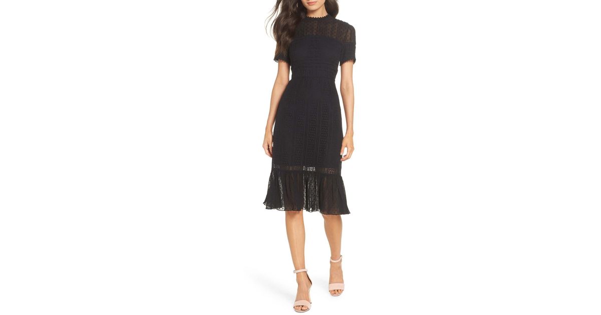 chelsea28 lace & swiss dot dress