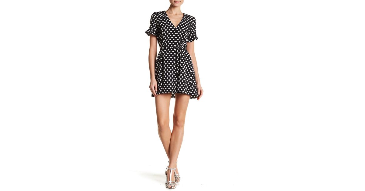 v neck polka dot dress