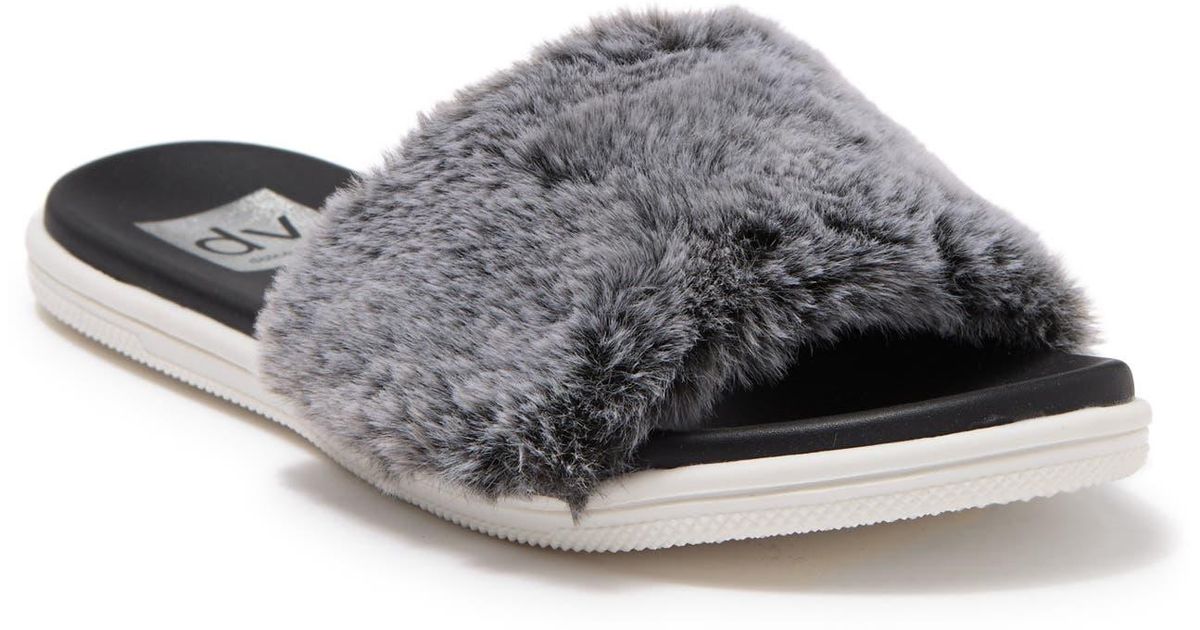 dolce vita faux fur slides