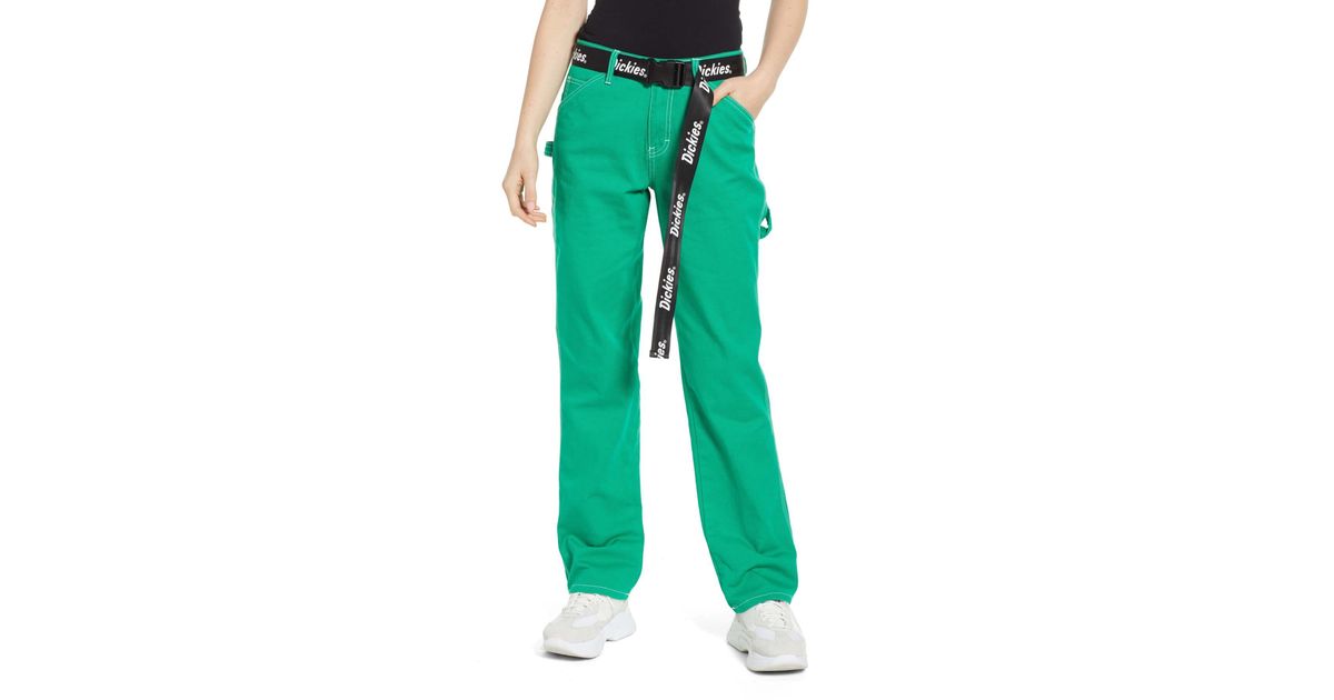 dickies belted green carpenter pants